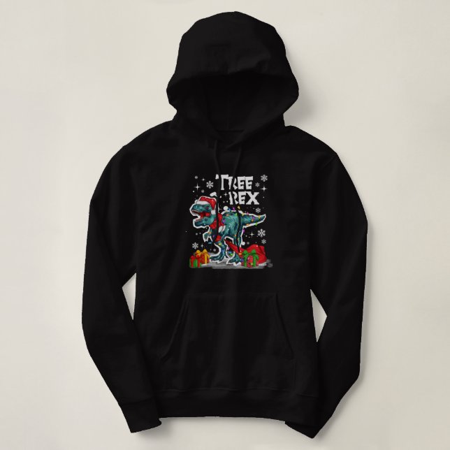 Pull À Capuche Noël Dinosaure Arbre Rex Pajamas Hommes Garçons En (Design devant)