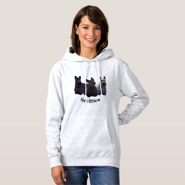 Pull À Capuche Noir de Terrier d'écossais/blond comme les blés, (Devant entier)
