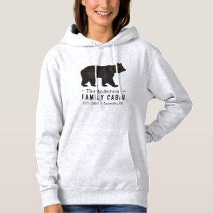 Pull À Capuche Nom de famille Cabine Rustique Brown Ours noir