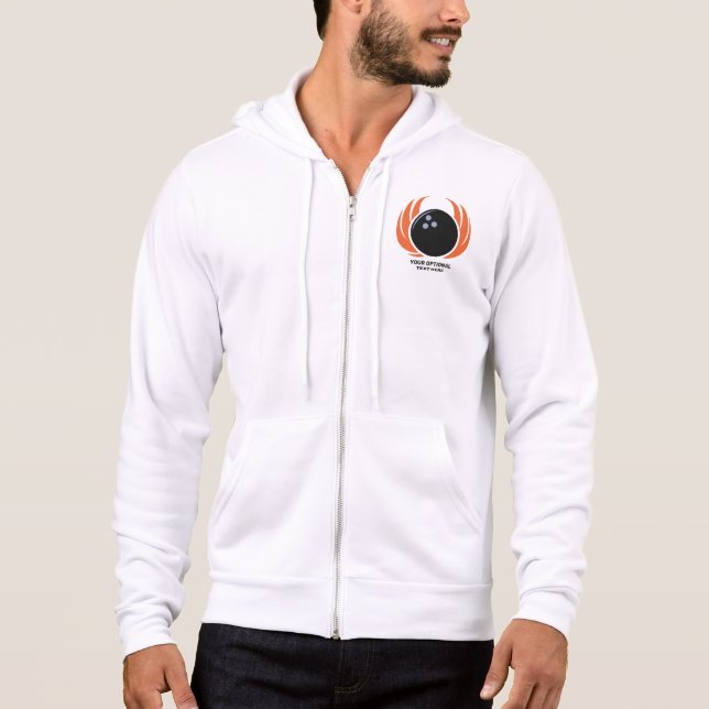 Pull À Capuche Nom et texte personnalisés Boule de Bowling avec f (Devant)