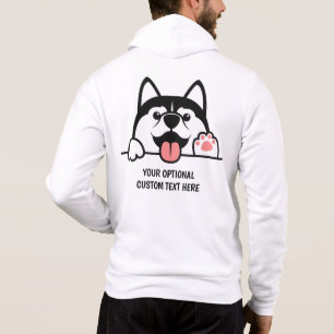 Pull À Capuche Nom personnalisé et texte mignon Siberian Husky