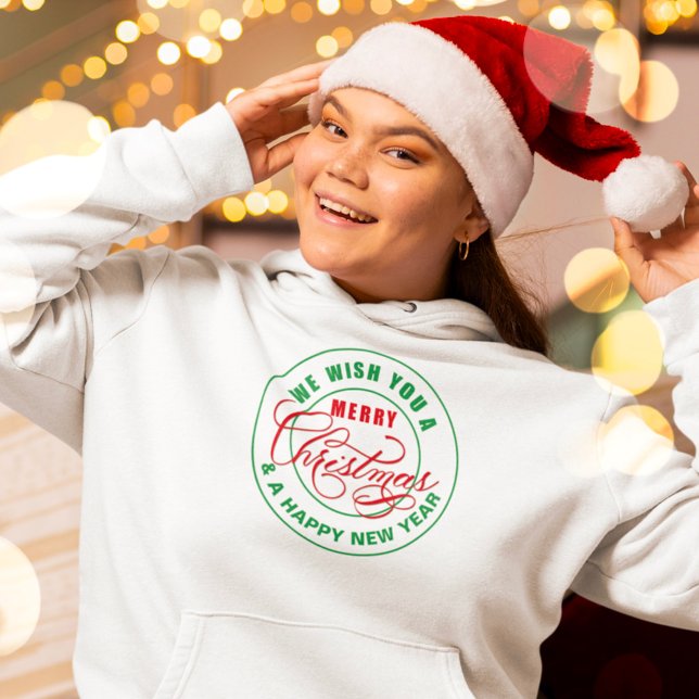 Pull À Capuche Nous vous souhaitons un joyeux Noël rouge et vert (Créateur téléchargé)