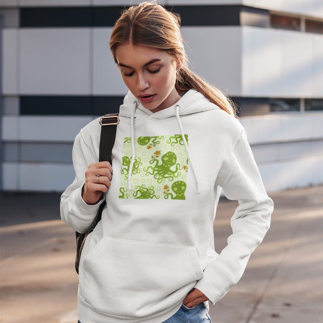 Pull À Capuche Octopes Vertes Avec Fleurs (Créateur téléchargé)