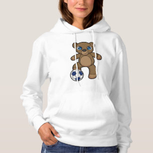 Pull À Capuche Ours comme joueur de football avec balle de footba