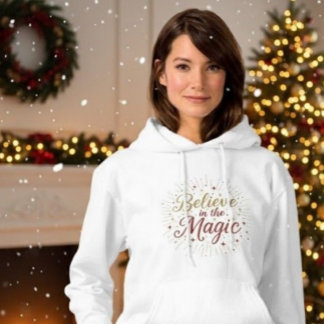 Pull À Capuche Paillettes dorées "Croyez en la magie" Noël Holi