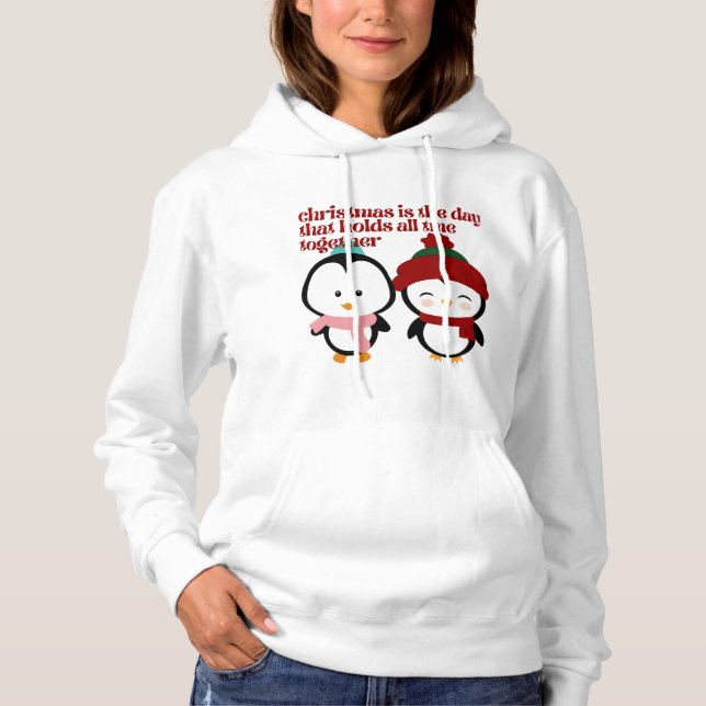 PULL À CAPUCHE PAIX AMOUR RIRE FAMILLE FAMILLE FÊTE NOËL (Devant)