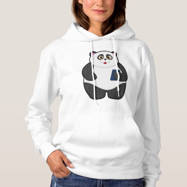 Pull À Capuche Panda avec téléphone portable (Devant)