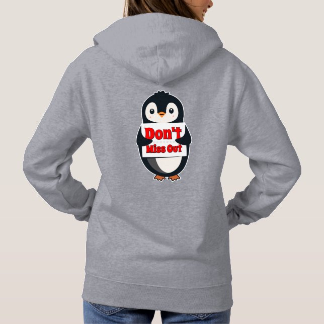 Pull À Capuche Panneau Pingouin : Ne Manquez Rien (Dos)