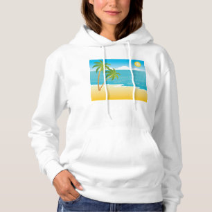 Pull À Capuche Paradis de plage tropicale avec palmiers