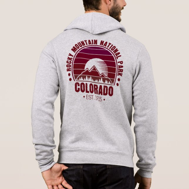 Pull À Capuche Parc national des Rocheuses Colorado Retro (Dos)