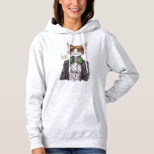 Pull À Capuche Patron Chat Cool - Idée Cadeau Drôle pour Amateur 