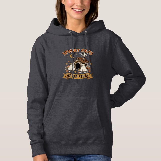 Pull À Capuche Pattes de chien fantôme Halloween (Devant)