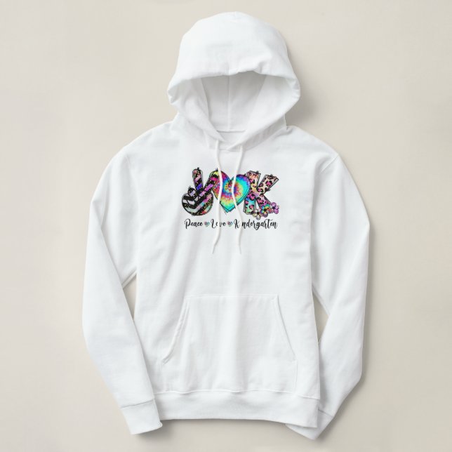 Pull À Capuche Peace Love Kindergarten Enseignant Enseignant Kind (Design devant)