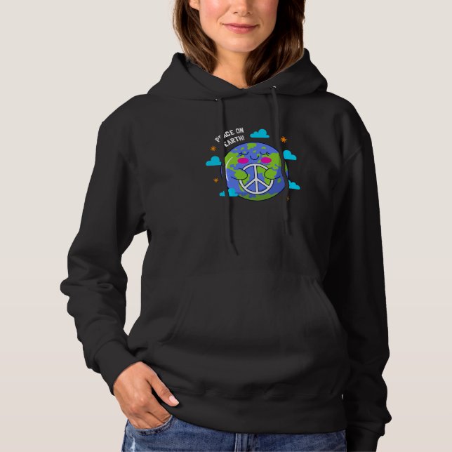 Pull À Capuche Peace On Earth Day Everyday Hippie Planet Save Env (Devant)