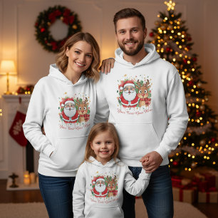 Pull À Capuche Père Noël et rennes de Noël personnalisables