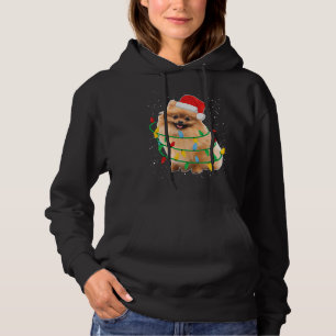 Pull À Capuche Père Noël Pomeranian avec lumières de Noël