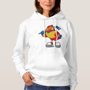 Pull À Capuche Perroquet au hockey sur glace avec bâton de hockey