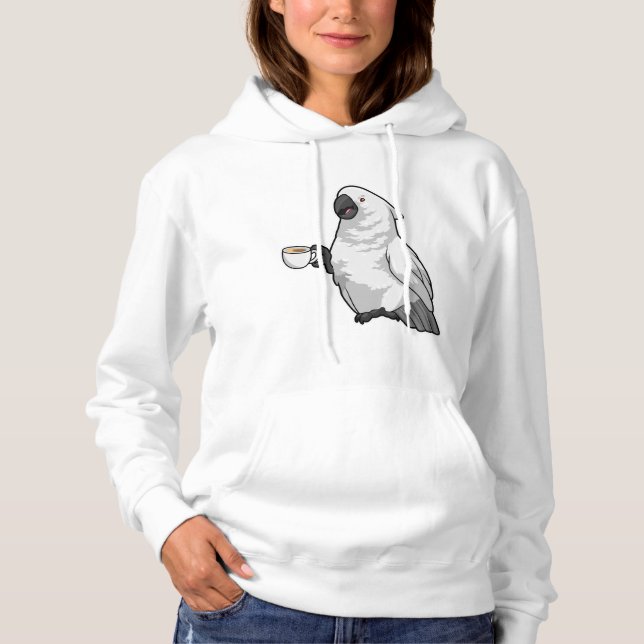 Pull À Capuche Perroquet avec tasse de café (Devant)