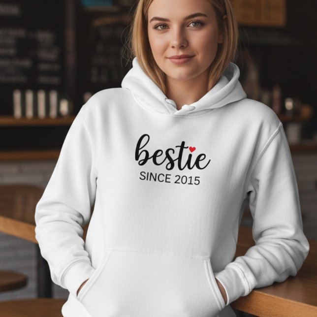Pull À Capuche Personalized Besties Hoodie BFF Date Shirt (Créateur téléchargé)