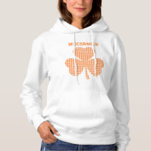 Personalized Pumpkin Orange Shamrock Gingham Plaid