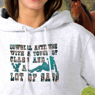 Pull À Capuche Personnaliser sur la cow-girl du Cheval Dorsal