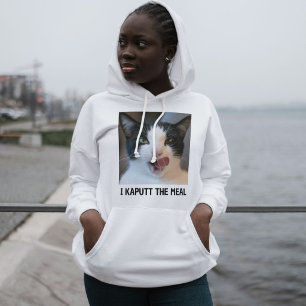 Pull À Capuche Photo de chat personnalisé noir et blanc pour amat