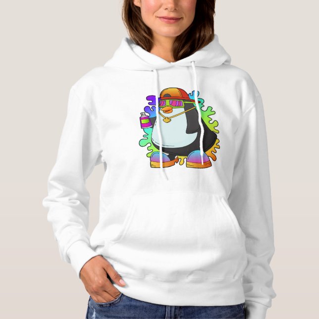 Pull À Capuche Pingouin comme peintre avec Spray (Devant)