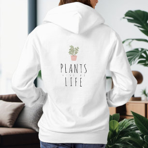 Pull À Capuche Plante Vie graphique et typographie tendance retou