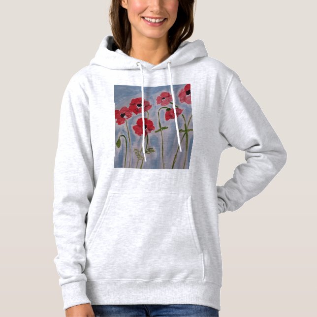 Pull À Capuche Poppies rouges sauvages (Devant)