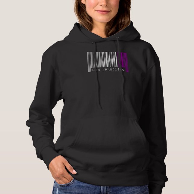 Pull À Capuche Pride Code-Barres Asexuel San Francisco California (Devant)