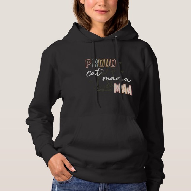 Pull À Capuche Proud Cat Mama Retro Line Art Cat Mom Design (Devant)