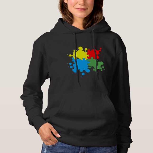 Pull À Capuche Puzzle sensibilisation sur l'autisme (Devant)