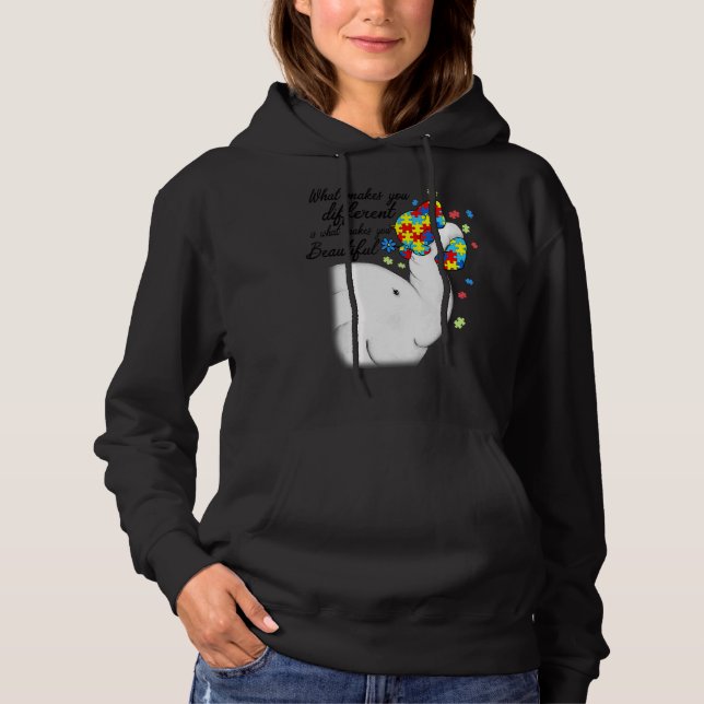 Pull À Capuche Qu'est-ce qui vous rend différents Eléphant Autist (Devant)