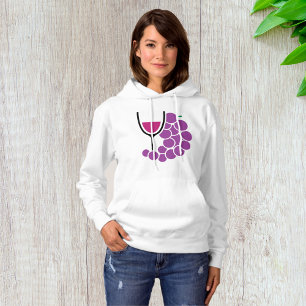 Pull À Capuche Raisin Violet Minimaliste et Verre à Vin
