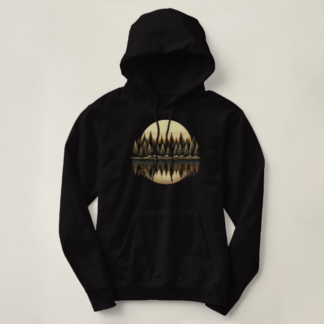 Pull À Capuche Réflexion des arbres Faune Nature Forêt extérieure (Design devant)