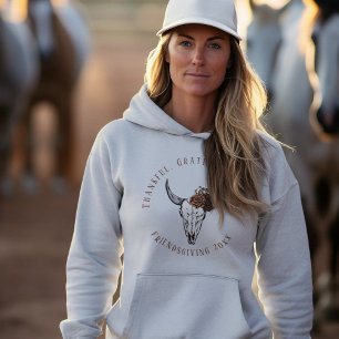 Pull À Capuche Remerciements Heureux Béni Western Friendsgiving