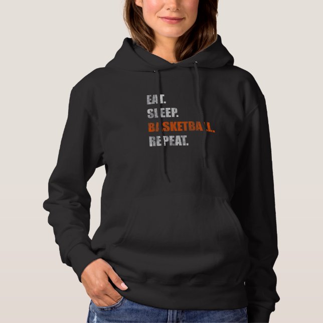 Pull À Capuche Répéter le basketball du sommeil (Devant)