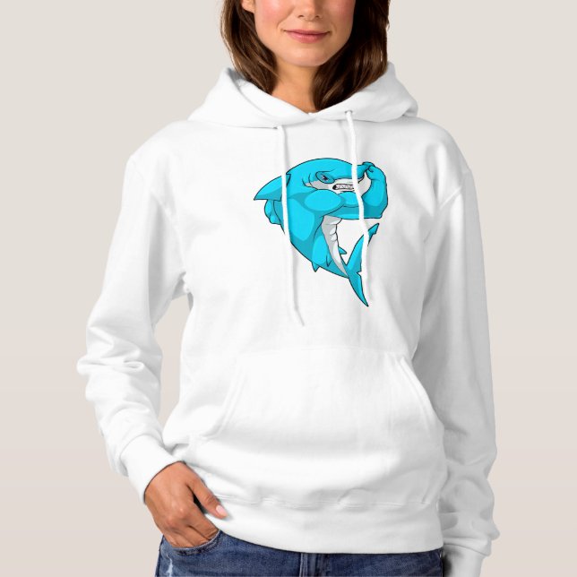 Pull À Capuche requin-marteau en tant que culturiste au Bodybuild (Devant)