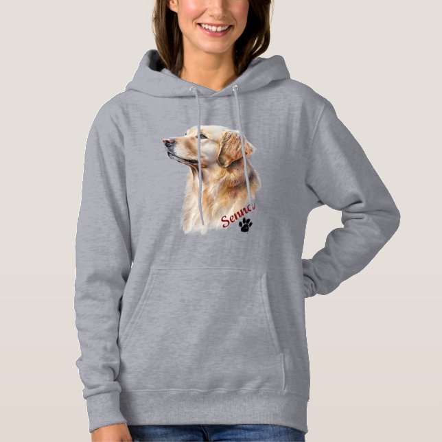 Pull À Capuche Retriever doré personnalisé Nom de l'animal de com (Devant)