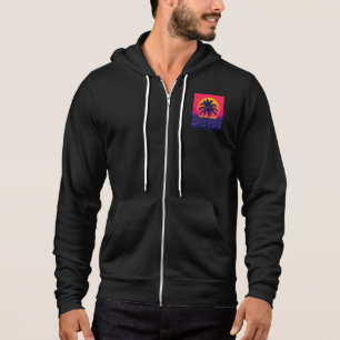 Pull À Capuche Rétro Art Synthwave Palmier Coucher de Soleil 80s