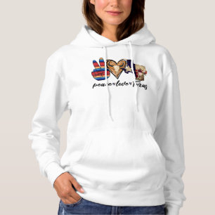 Pull À Capuche Retro Peace Love Texas Cowboy Boots Western Countr