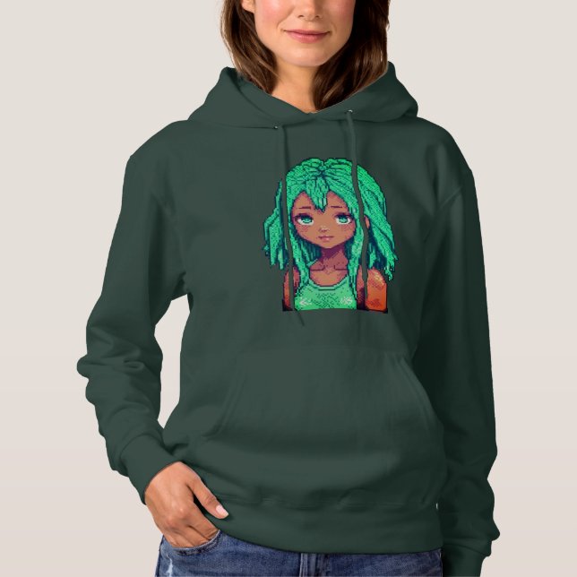 Pull À Capuche Rêveuse Émeraude (Devant)