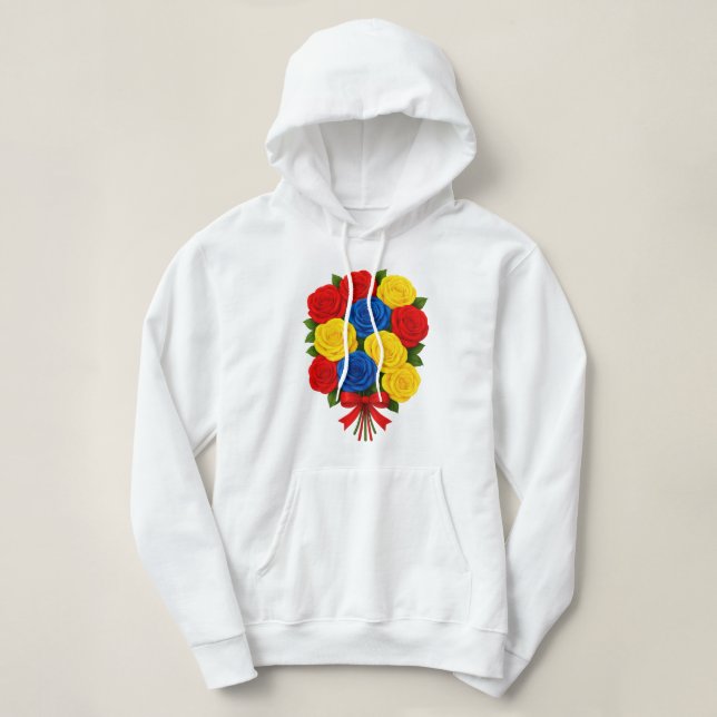 Pull À Capuche Roses Bouquet Women's Hooded Sweatshirt (Design devant)