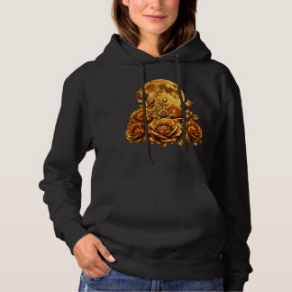 Pull À Capuche Roses dorées et conception graphique florale céles