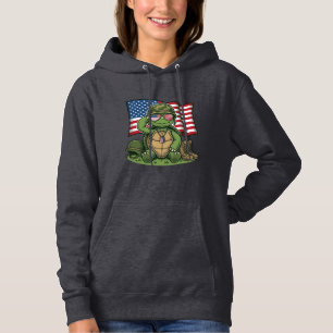 Pull À Capuche Salut de tortue patriotique Vector Design_1