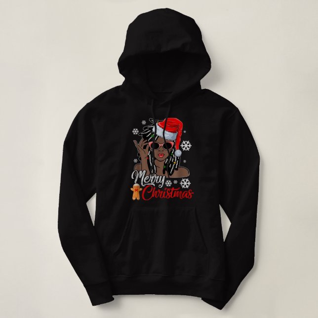 Pull À Capuche Santa Hat Black African Girl American Xm (Design devant)