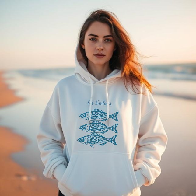 Pull À Capuche Sardines-Bleu Hawaïen (Les Sardines Blue Hawaiian-Fisherman style hoodie)