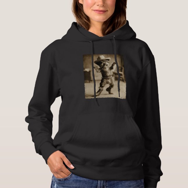 Pull À Capuche Schnauzer Dog Meme Silly Cowboy Funny (Devant)