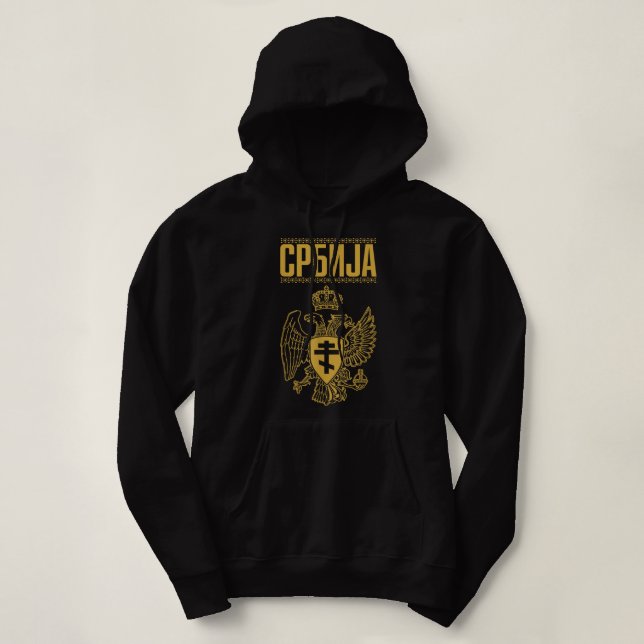 Pull À Capuche Serbe serbe Srbija Eagle (Design devant)