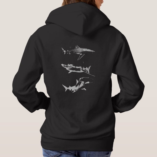 Pull À Capuche Shark Ocean Animal Back Design Grunge Esthétique (Dos)
